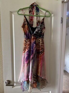 Boston Proper Multicolor High-Low Halter Dress - Pink, Purple, Orange